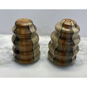 Pottery Rustic Clay Multicolor Salt & Pepper Shakers Hand Thrown Earthy Natural
